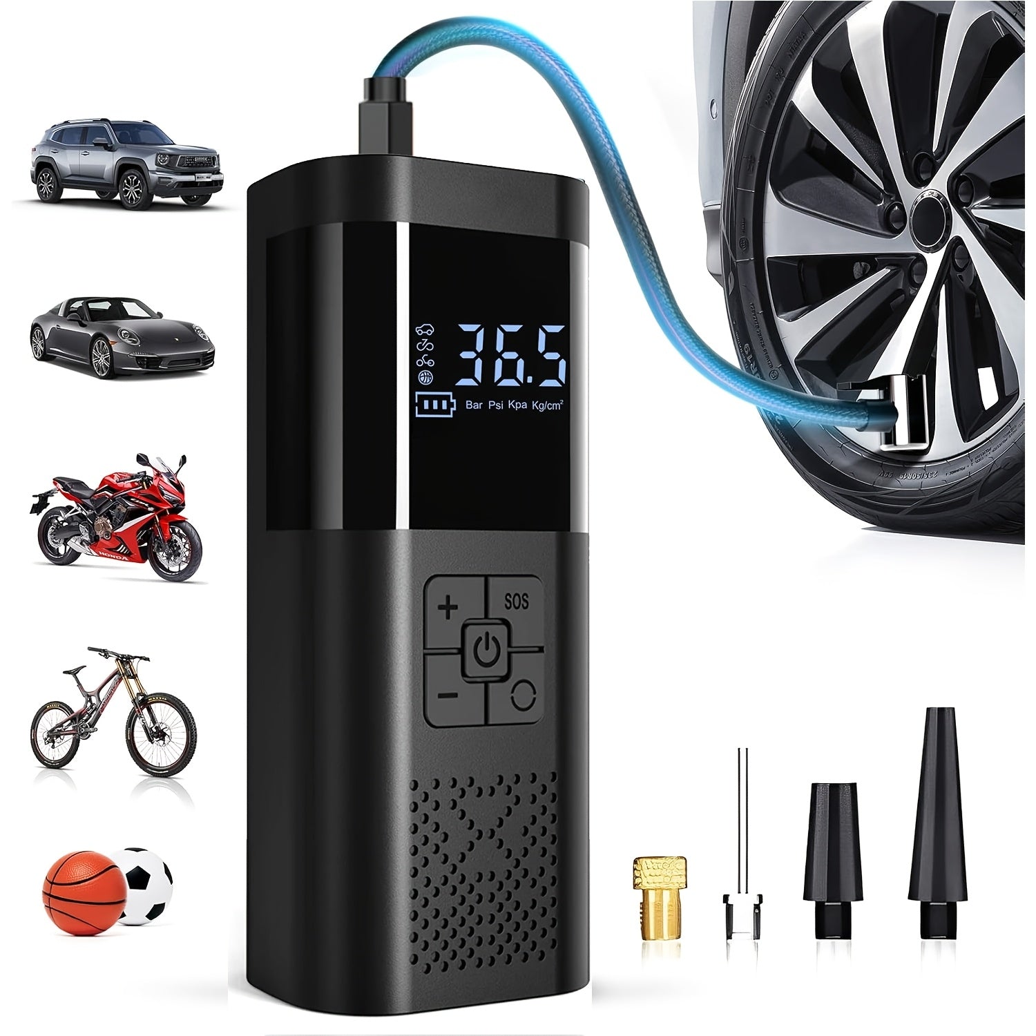 150 PSI Portable Tire Inflator with LCD Display product photo